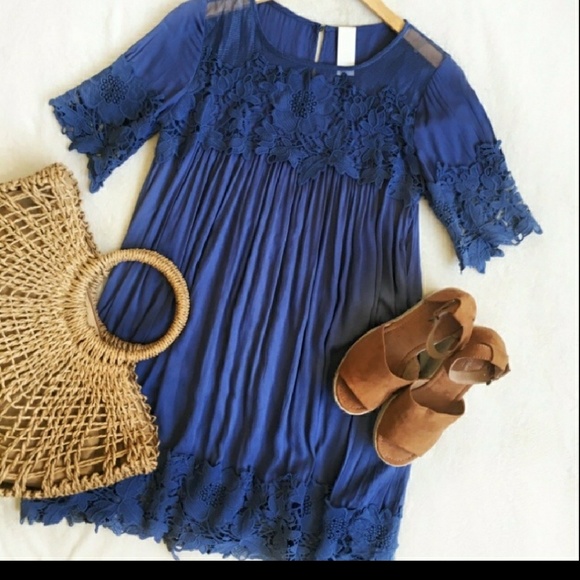 Nadia Rima Dresses & Skirts - HP! Medium Indigo Lace Dress